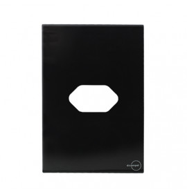 Placa p/ 1 Tomada Horizontal 4x2 - Novara Glass Preto Grafite 